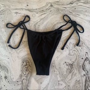 SHEIN Ribbed Frill Trim Thong Bikini Bottoms Large